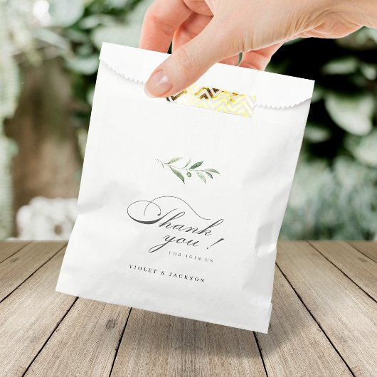 Klassieke elegantie script Simple Greenery Wedding Bedankzakje