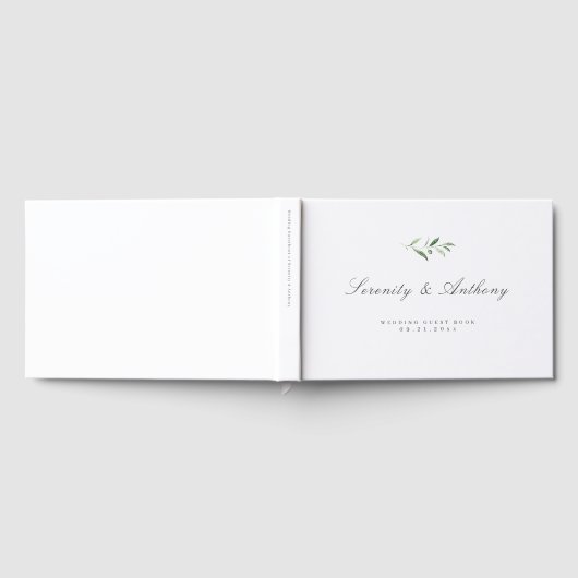 Klassieke elegantie script Simple Greenery Wedding Gastenboek (Volledig)