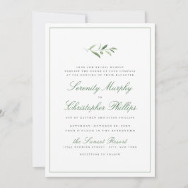 Klassieke elegantie script Simple Greenery Wedding Kaart