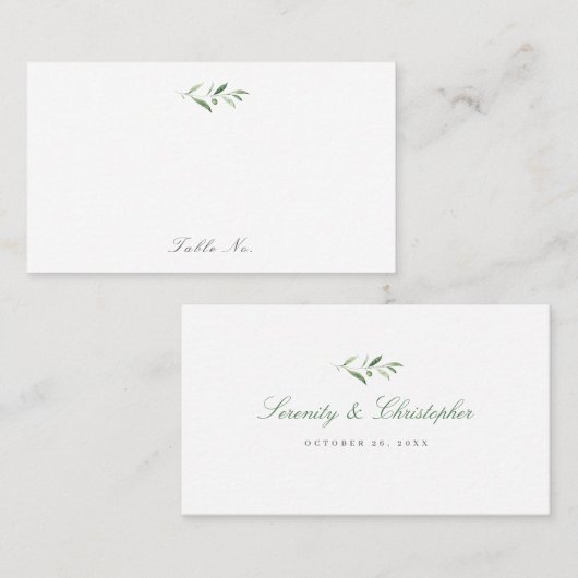 Klassieke elegantie script Simple Greenery Wedding Plaatskaartje (Voorkant / Achterkant)