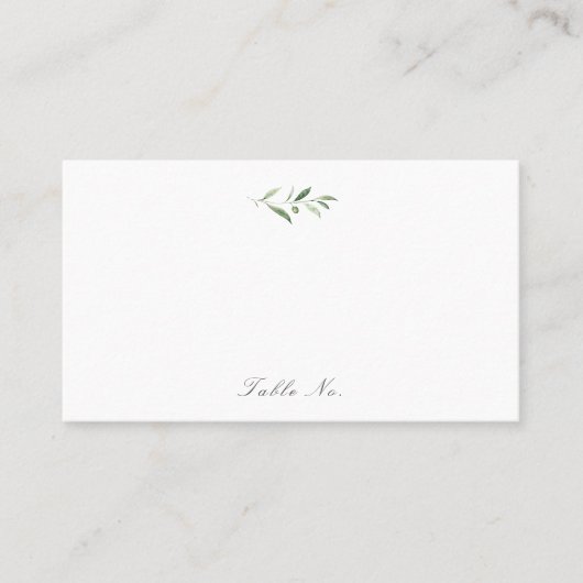 Klassieke elegantie script Simple Greenery Wedding Plaatskaartje (Voorkant)
