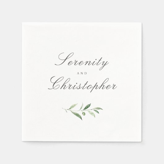 Klassieke elegantie script Simple Greenery Wedding Servet (Voorkant)