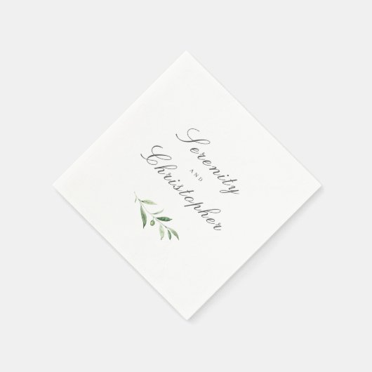 Klassieke elegantie script Simple Greenery Wedding Servet (Hoek)