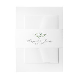 Klassieke elegantie script Simple Greenery Wedding Uitnodigingen Wikkel