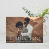 Klassieke Elegantie Slate Blue Foto Bruiloft Bedankkaart (Staand voorkant)