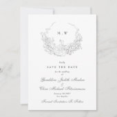 Klassieke Elegantie | Subtiele Krans Monogram Foto Save The Date (Voorkant)