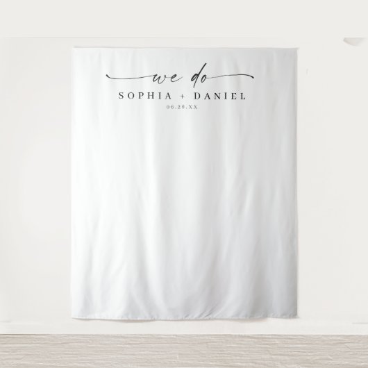 Klassieke Elegantie We Do Trouw Achtergrond Banner Wandkleed (Voorkant)