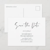Klassieke Elegantie Witte Script Save the Date Bud Briefkaart (Voorkant / Achterkant)