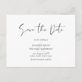 Klassieke Elegantie Witte Script Save the Date Bud Briefkaart