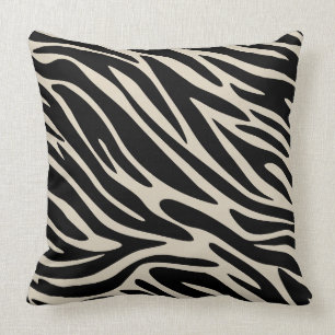 Klassieke Elegantie Zwart en Lichtbruin Zebraprint Kussen