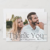 Klassieke Elegantie Zwart Foto Bruiloft Bedankkaart (Voorkant)