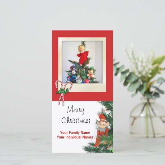 Klassieke Elf Feestdagenkaart (Staand voorkant)