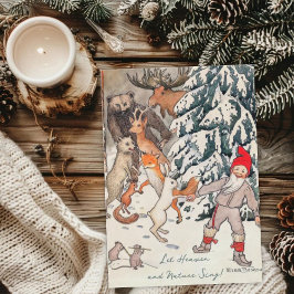 Klassieke Elsa Beskow Kerstmis Bos Dwerg Scene Feestdagenkaart