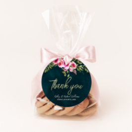 Klassieke Emerald Green Floral Dark Moody Wedding Bedankjes Labels