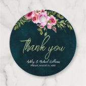 Klassieke Emerald Green Floral Dark Moody Wedding Bedankjes Labels (Voorkant)