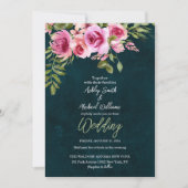 Klassieke Emerald Green Floral Dark Moody Wedding Kaart (Voorkant)