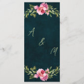 Klassieke Emerald Green Floral Dark Moody Wedding Menu (Achterkant)