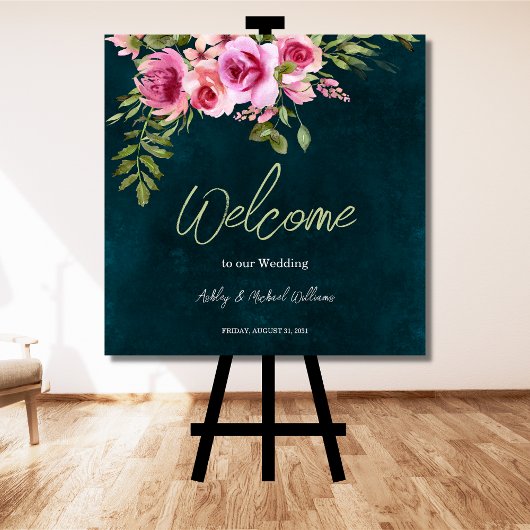 Klassieke Emerald Green Floral Dark Moody Wedding Perfect Poster