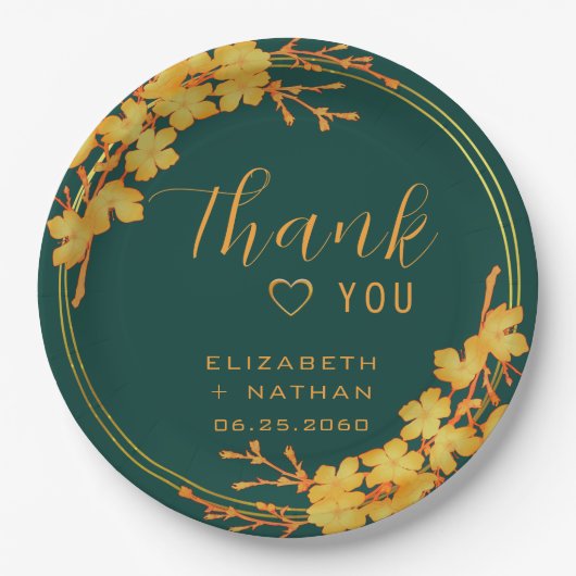 Klassieke Emerald Green & Gold Weddenschap Harteli Papieren Bordje (Voorkant)