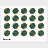 Klassieke Emerald Green & Gold Weddenschap Harteli Ronde Sticker (Vel)