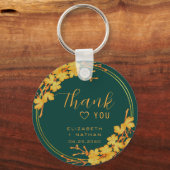 Klassieke Emerald Green & Gold Weddenschap Harteli Sleutelhanger (Voorkant)