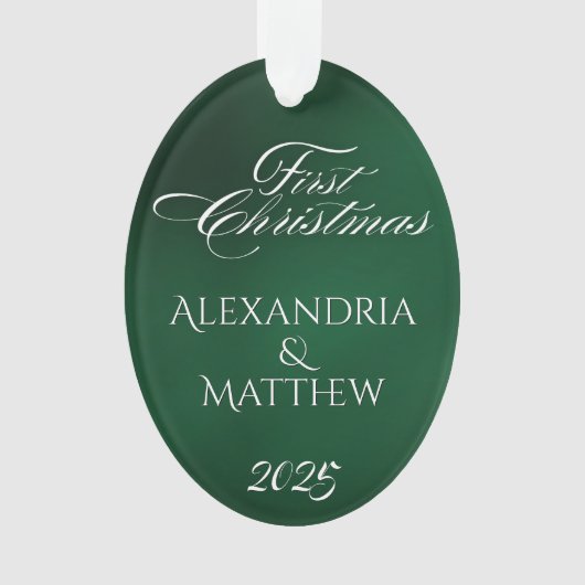 Klassieke Emerald Green koppels Eerste Kerstmis Ornament (voorkant)