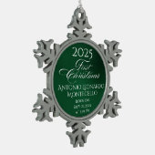 Klassieke Emerald Green Pasgeboren Details Tin Sneeuwvlok Ornament (Links)