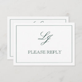 Klassieke Emerald Green Script Monogram geen maalt RSVP Kaartje