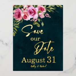 Klassieke Emerald Groene Bourgogne Donker Moody Br Folie Uitnodiging Briefkaart