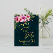 Klassieke Emerald Groene Bourgogne Donker Moody Br Folie Uitnodiging Briefkaart (Staand Voorkant)