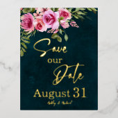 Klassieke Emerald Groene Bourgogne Donker Moody Br Folie Uitnodiging Briefkaart (Voorkant)