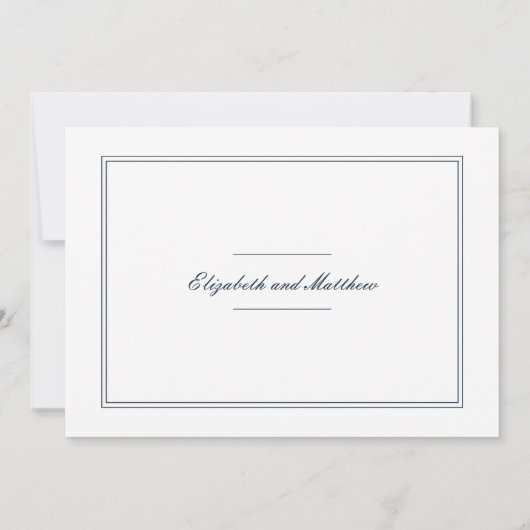 Klassieke en eenvoudige elegante bruiloft Dank u Bedankkaart (Achterkant)