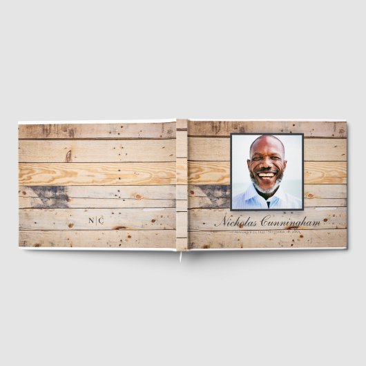 Klassieke en eenvoudige foto Light Wood Memorial Gastenboek (Volledig)