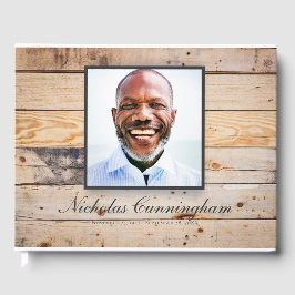 Klassieke en eenvoudige foto Light Wood Memorial Gastenboek
