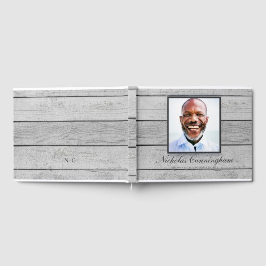 Klassieke en eenvoudige foto Light Wood Memorial Gastenboek (Volledig)