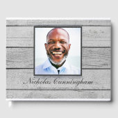 Klassieke en eenvoudige foto Light Wood Memorial Gastenboek (Voorkant)