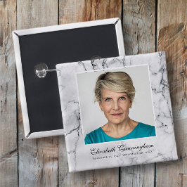 Klassieke en eenvoudige foto-marmer vierkante button 5,1 cm