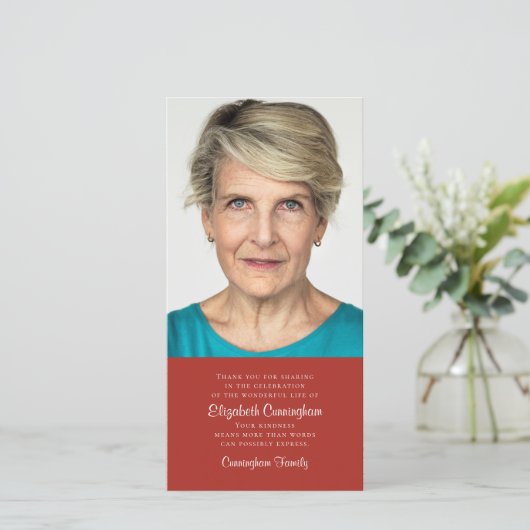 Klassieke en eenvoudige foto-Memorial Bedankkaart (Staand voorkant)