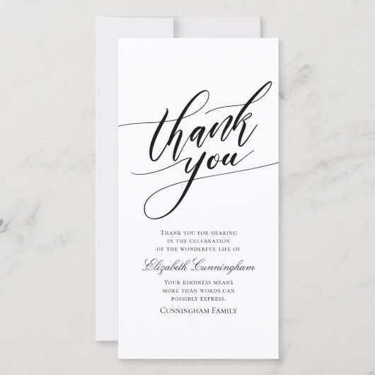 Klassieke en eenvoudige kalligrafie bedankkaart (Voorkant)