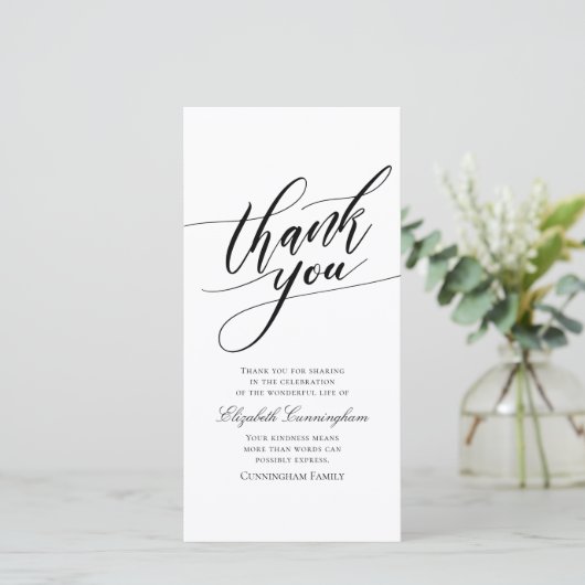 Klassieke en eenvoudige kalligrafie bedankkaart (Staand voorkant)