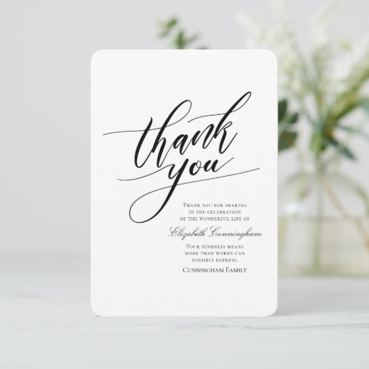 Klassieke en eenvoudige kalligrafie bedankkaart (Staand voorkant)