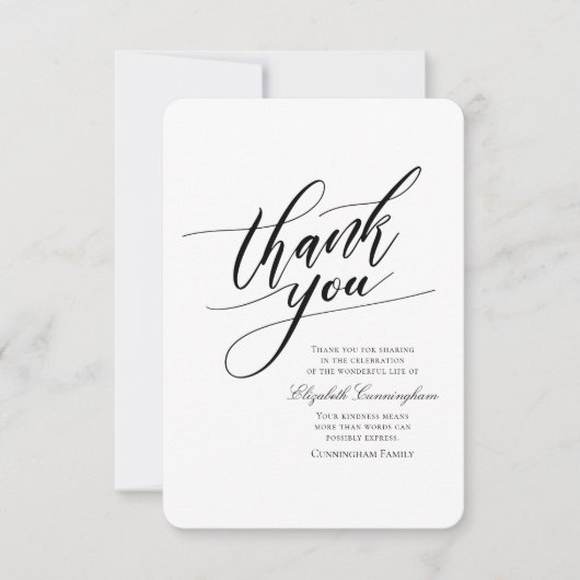 Klassieke en eenvoudige kalligrafie bedankkaart (Voorkant)