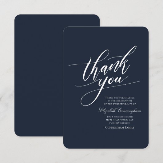 Klassieke en eenvoudige kalligrafie bedankkaart (Voorkant / Achterkant)