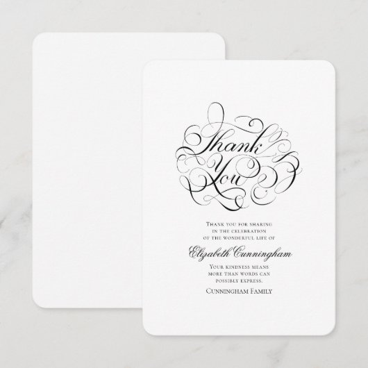 Klassieke en eenvoudige kalligrafie bedankkaart (Voorkant / Achterkant)