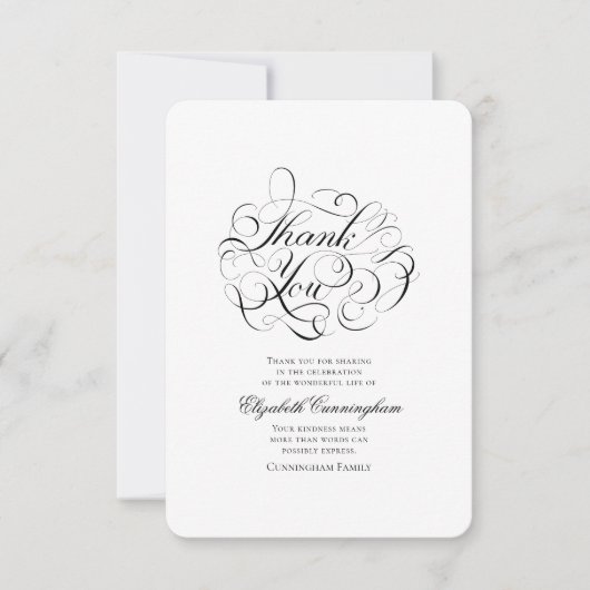 Klassieke en eenvoudige kalligrafie bedankkaart (Voorkant)