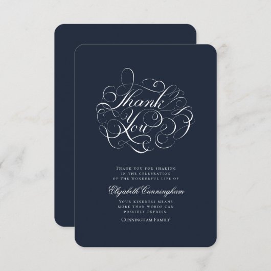 Klassieke en eenvoudige kalligrafie bedankkaart (Voorkant / Achterkant)