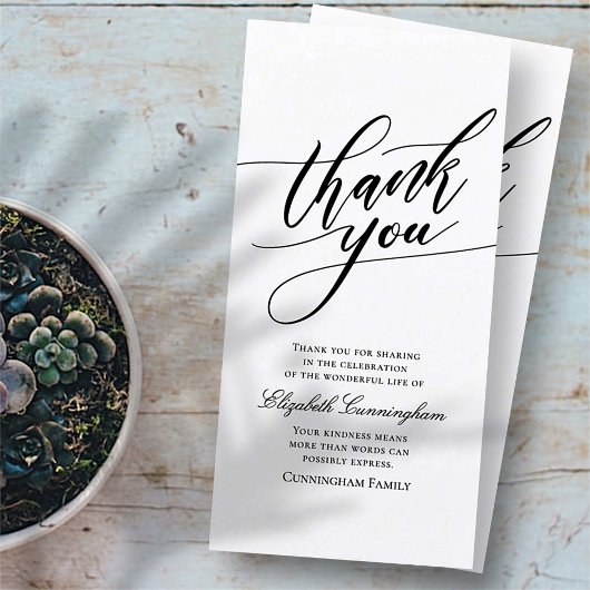 Klassieke en eenvoudige kalligrafie bedankkaart