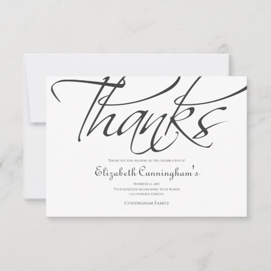 Klassieke en eenvoudige kalligrafie bedankkaart (Voorkant)