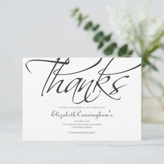 Klassieke en eenvoudige kalligrafie bedankkaart (Staand voorkant)