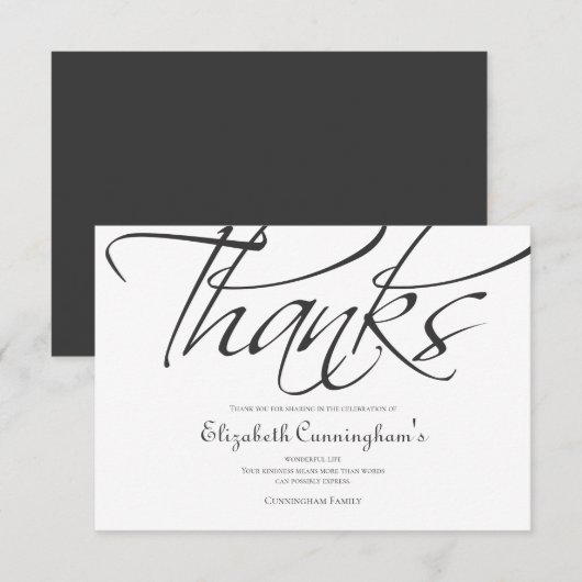 Klassieke en eenvoudige kalligrafie bedankkaart (Voorkant / Achterkant)